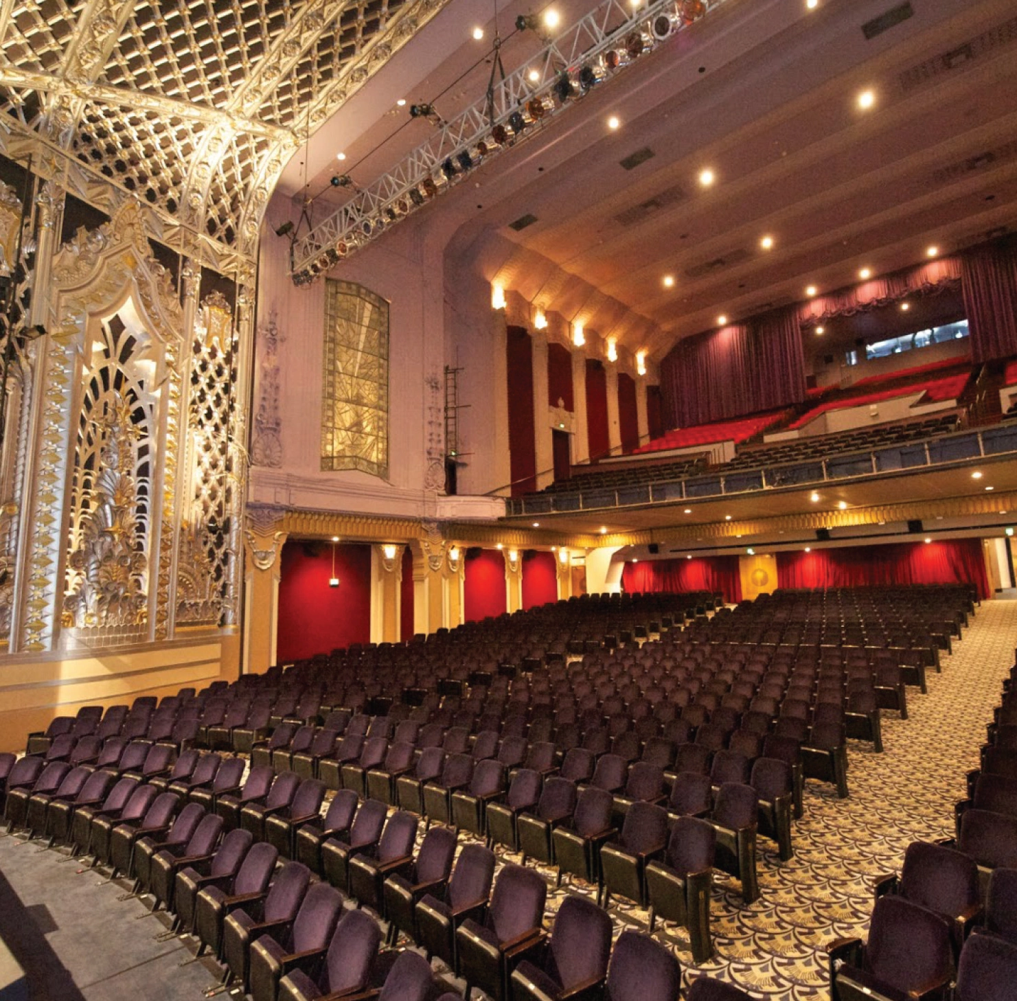 Saban Theatre auditorium with ornate Art Deco decoration and balcony seating