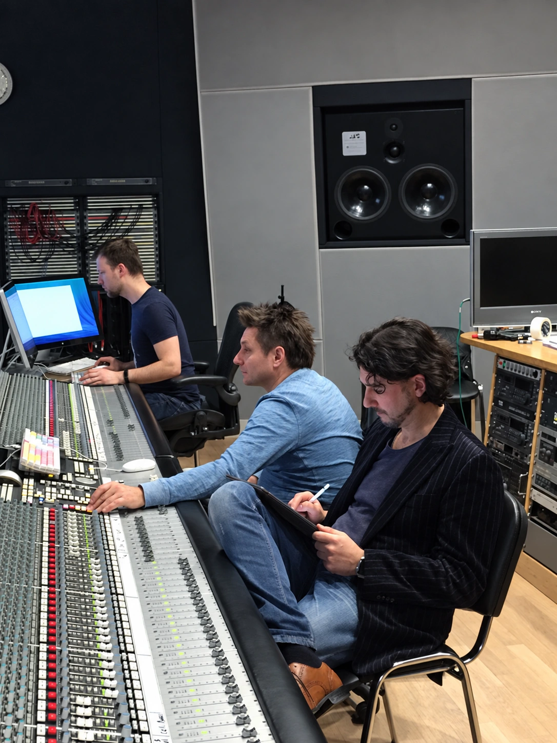 A working session at the studio mixing desk