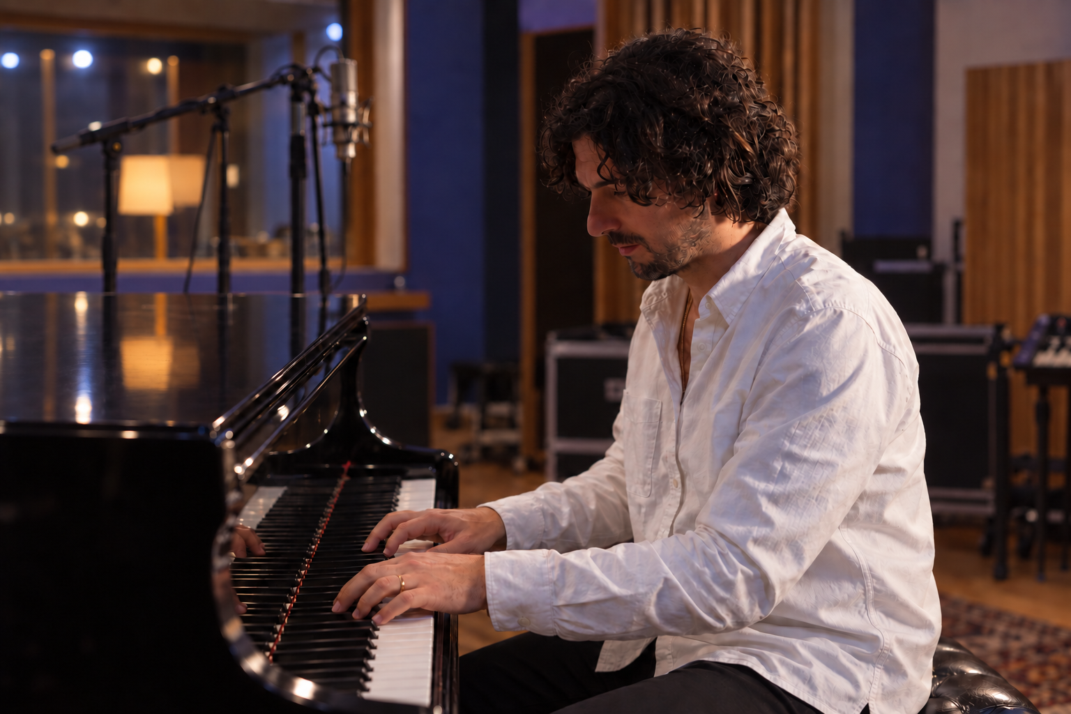 Demitri playing the grand piano