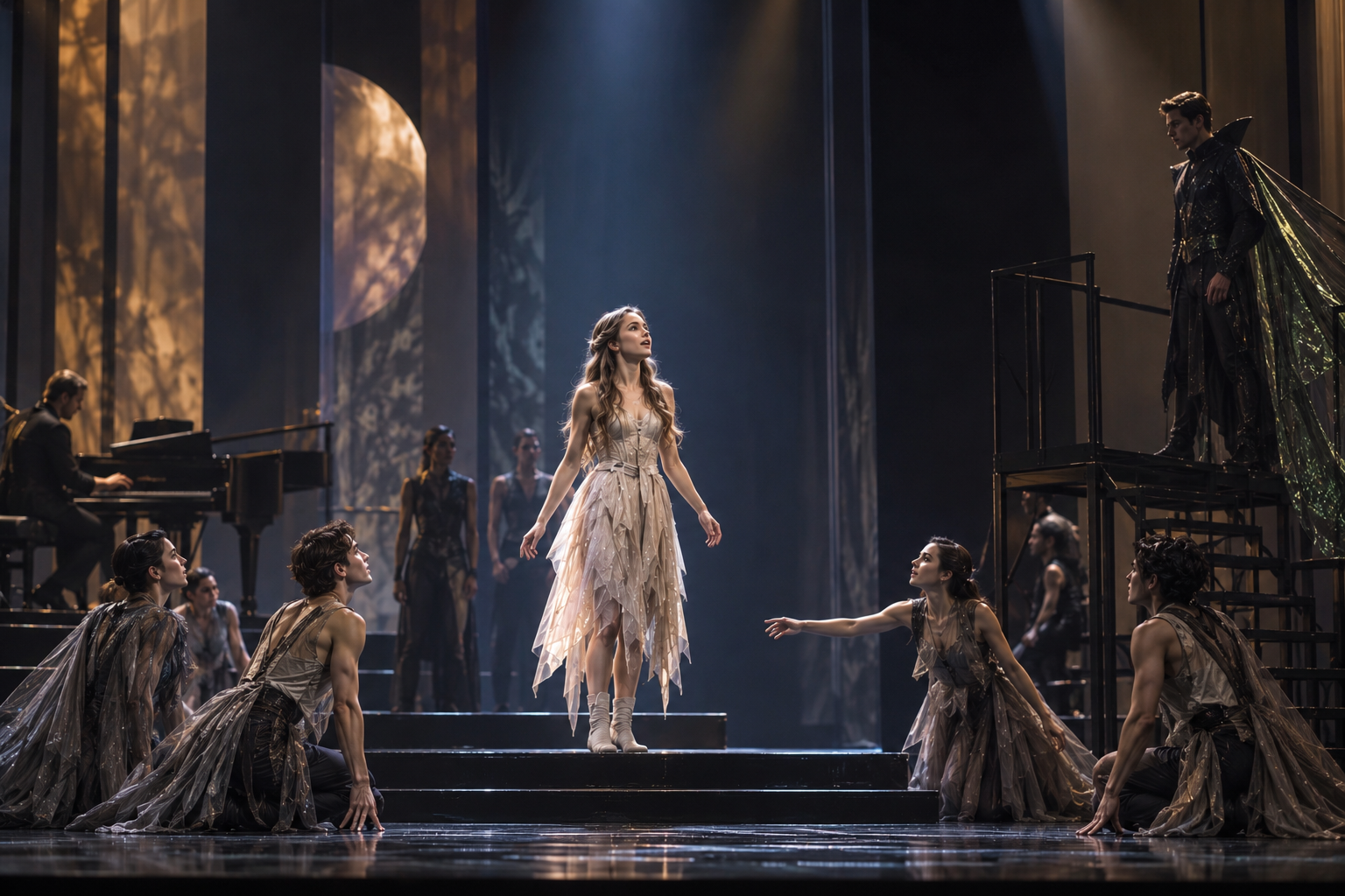 Thumbelina alone in the light — stage concept