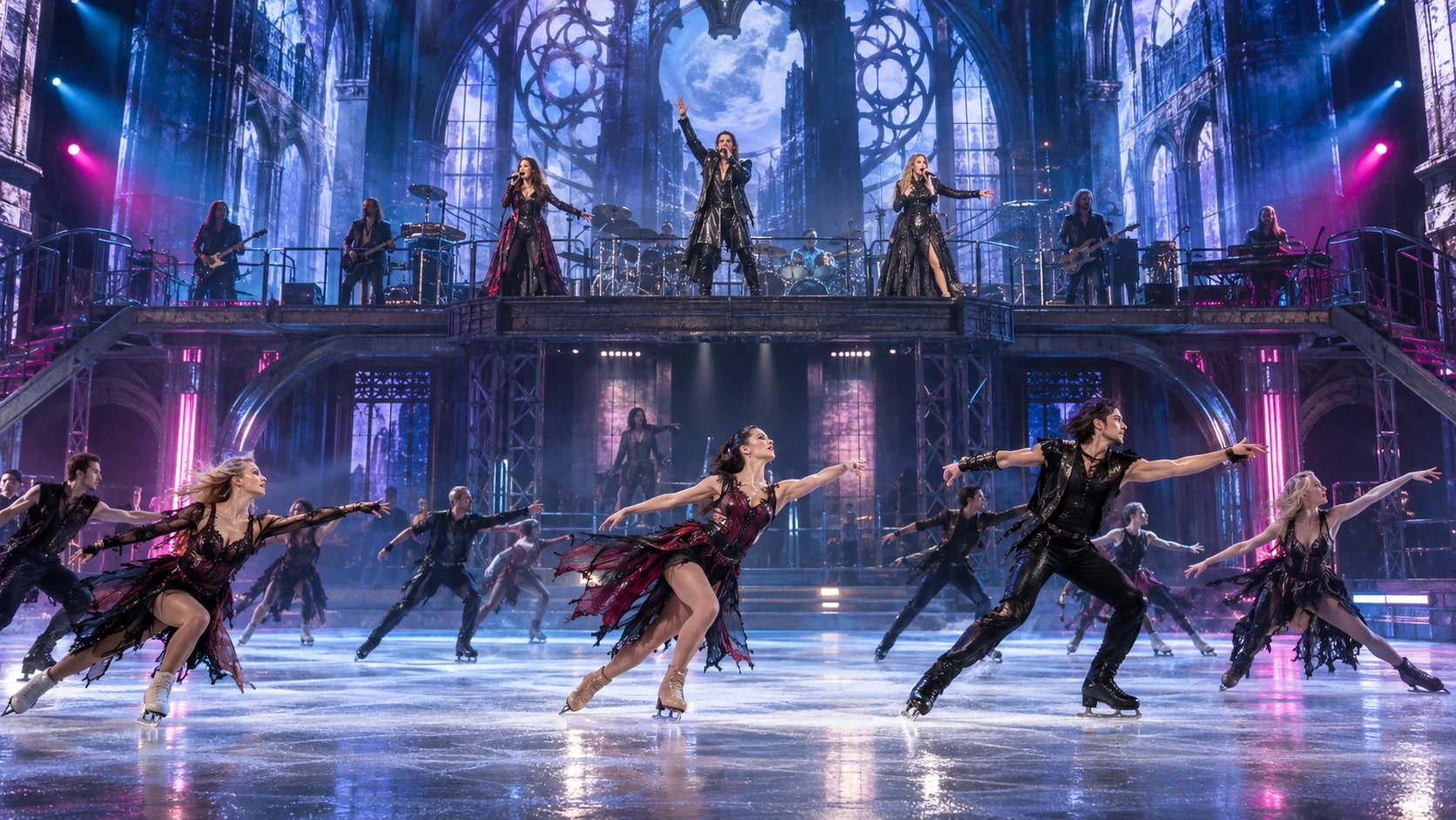 Optional ice adaptation concept with performers above an ice dance area